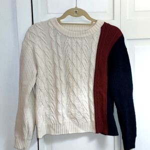 Vintage Banana Republic Colorblock Brown Black Cable knit Cropped Sweater Sz XS